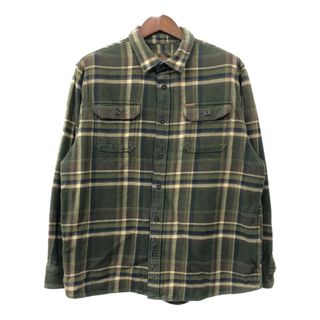 ORVIS オービス フランネルシャツ アウトドア 大きいサイズ チェック グリーン (メンズ 2XL) 中古 古着 Q7217(シャツ)