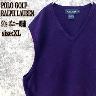 ポロラルフローレン(POLO RALPH LAUREN)のIS86【大人気】ポロゴルフラルフローレン刺繍鹿の子編みニットVネックジレベスト(ベスト)