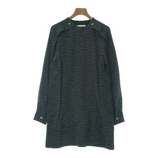 トーガ(TOGA)のTOGA トーガ ワンピース 36(S位) 緑x黒(豹柄) 【古着】【中古】(ひざ丈ワンピース)