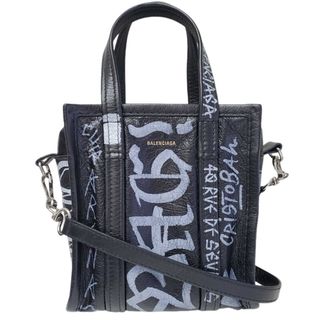 BALENCIAGA バレンシアガ グラフィティ バザール ショッパー XXS 513988 ブラック 中古 美品 トート ショルダー バッグ 32405K246