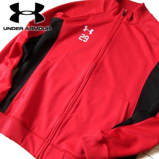 アンダーアーマー(UNDER ARMOUR)の美品 L アンダーアーマー メンズ ジャージ ジャケット 赤(ジャージ)