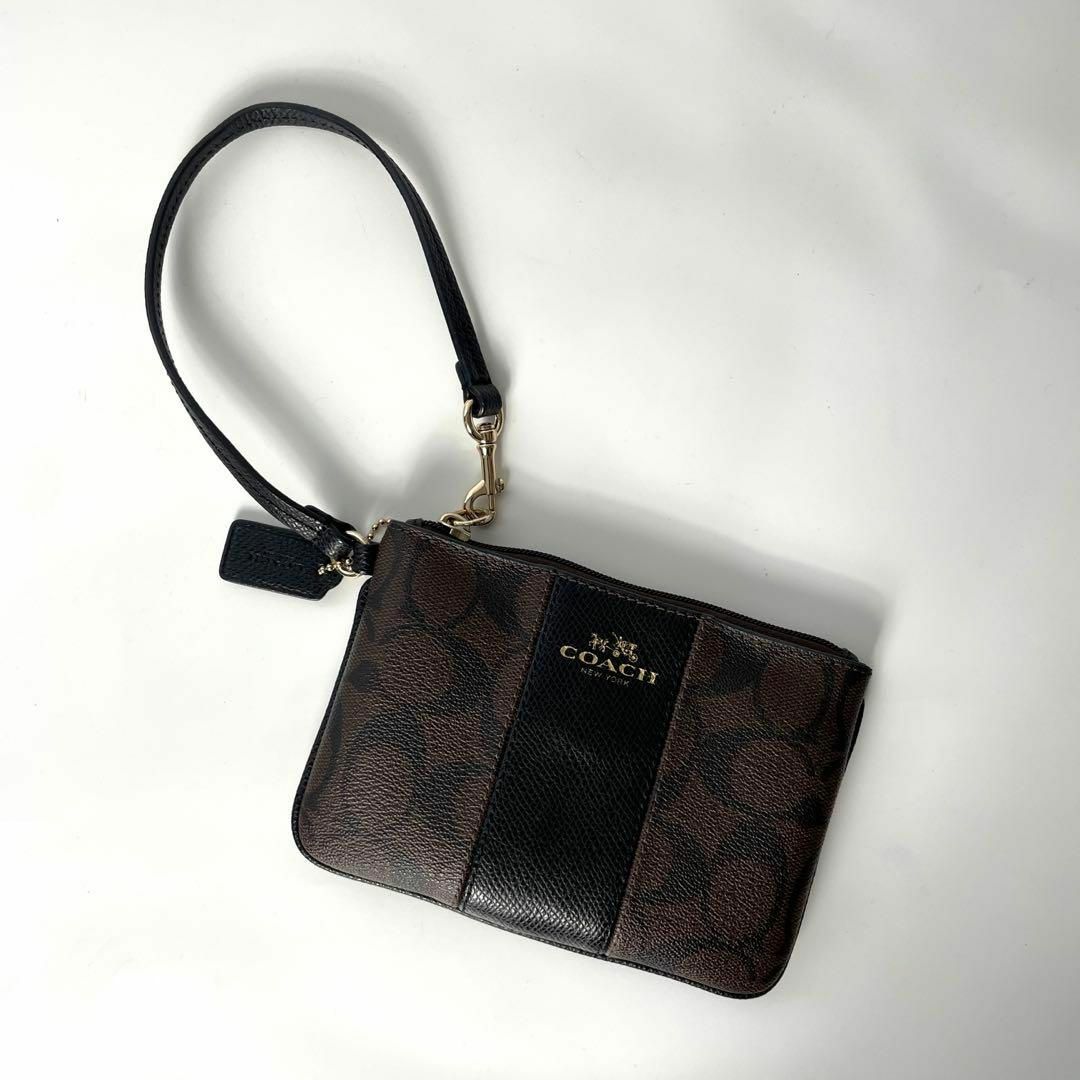 COACH(コーチ)の【美品】コーチ　財布　ポーチ 小物入れ　ブラウン/ブラック　バニティ レディースのバッグ(ショルダーバッグ)の商品写真