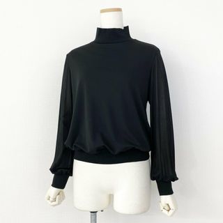 レオナール(LEONARD)の59e20 LEONARD レオナール カンカン素材 長袖Tシャツ ロングスリーブカットソー トップス サイズM ブラック トリアセテート65 ポリエステル35 レディース 日本製(Tシャツ(長袖/七分))