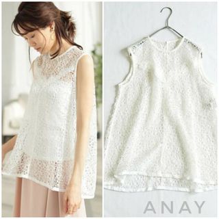 ANAYI - 美品 ANAYI アナイ キカレース フレアブラウス レースブラウス 38 白