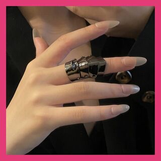 086b5ブラックリング　指輪　韓国アクセサリー　ジュエリー(リング(指輪))