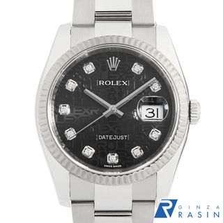 ロレックス(ROLEX)のロレックス デイトジャスト 10Pダイヤ 116234G ブラック 彫りコンピューター 3列 オイスターブレス ランダム番 メンズ 中古 腕時計(腕時計(アナログ))