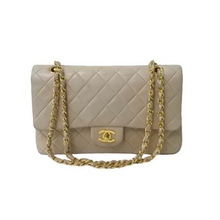 シャネル(CHANEL)のCHANEL シャネル マトラッセ25 Wフラップ チェーンショルダーバッグ 2番台 ラムスキン ベージュ ゴールド金具 美品 中古 63878(ショルダーバッグ)