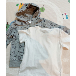 ムジルシリョウヒン(MUJI (無印良品))のパーカー&白Tシャツ　2枚セット(Tシャツ/カットソー)