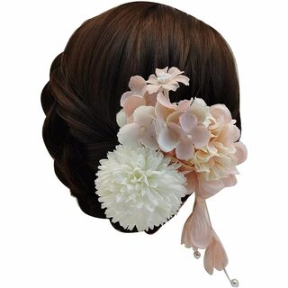 【色:ピンク】Moran 髪飾り 花飾り成人式 髪飾り 和装 造花 ヘアアクセサ