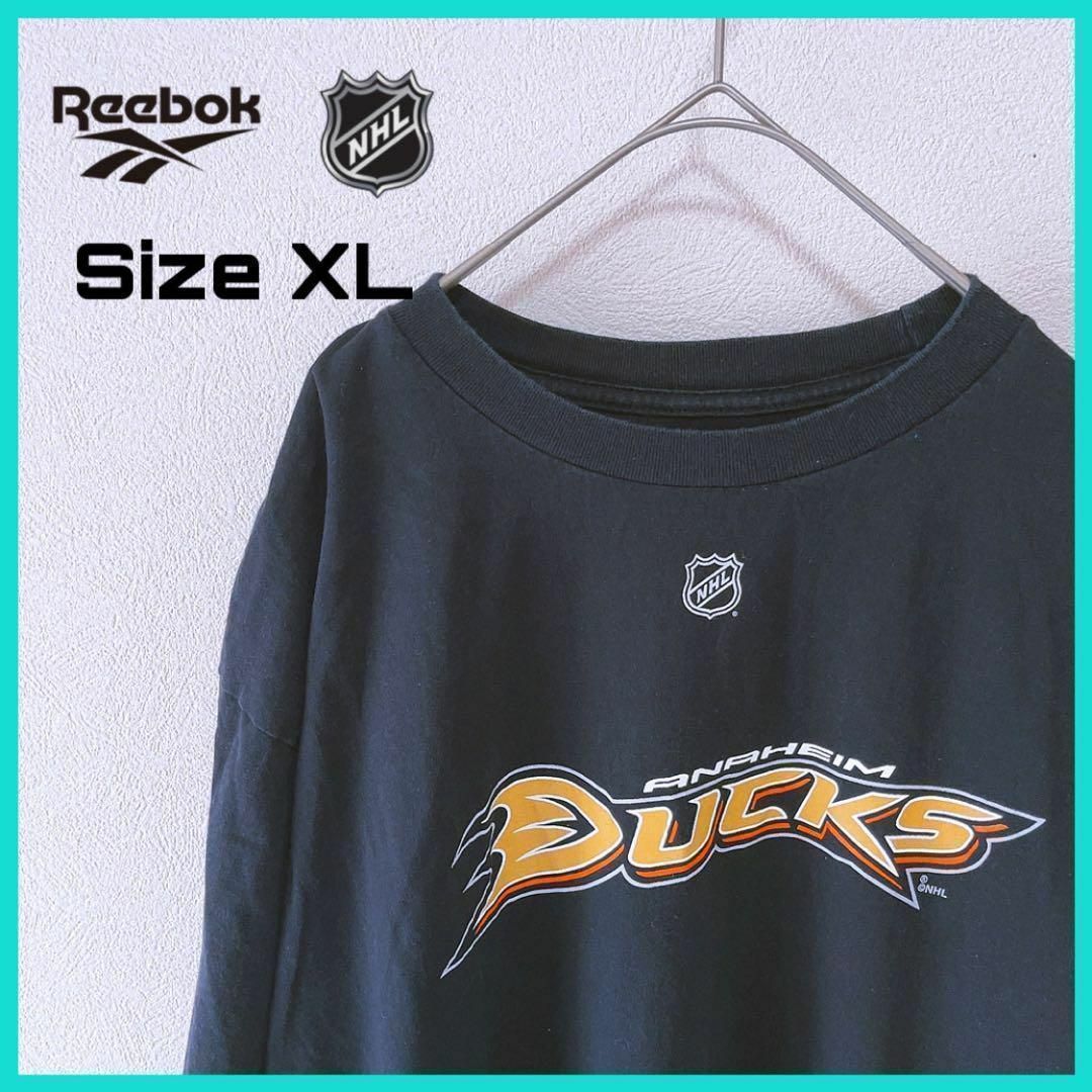 Reebok(リーボック)のリーボック NHL Tシャツ 古着 XL バックプリント ブラック/04 メンズのトップス(Tシャツ/カットソー(半袖/袖なし))の商品写真