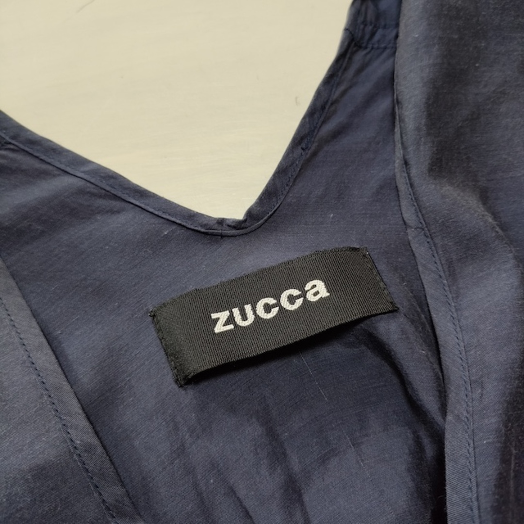 ZUCCa(ズッカ)のZUCCa キュプラ コットン Vネック 後染め サイズM ワンピース ネイビー レディース ズッカ【中古】4-0507S△ レディースのワンピース(ひざ丈ワンピース)の商品写真