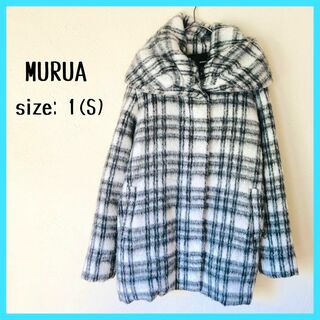 MURUA - MURUA ムルーア ショールカラー コート チェック柄 中綿コート ウール混