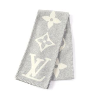 ルイヴィトン(LOUIS VUITTON)の極美品★LOUIS VUITTON ルイヴィトン 2021年製 M77380 エシャルプ・スィートドリーム カシミヤ100％ モノグラム マフラー グレー ホワイト 英国製 正規品 レディース(マフラー/ショール)