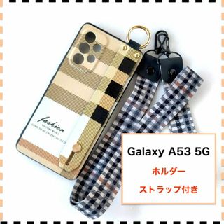 GalaxyA53 5G ケース ホルダー チェック柄 ギャラクシー A53(Androidケース)
