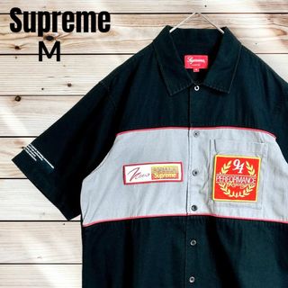 シュプリーム(Supreme)の【入手困難】シュプリーム ワークシャツ 襟 ワッペン シャツ バイカラー M 黒(シャツ)