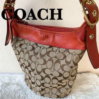 コーチ(COACH)の美品✨COACH コーチショルダーバッグハンドバッグブラウン茶シグネチャー総柄(ショルダーバッグ)