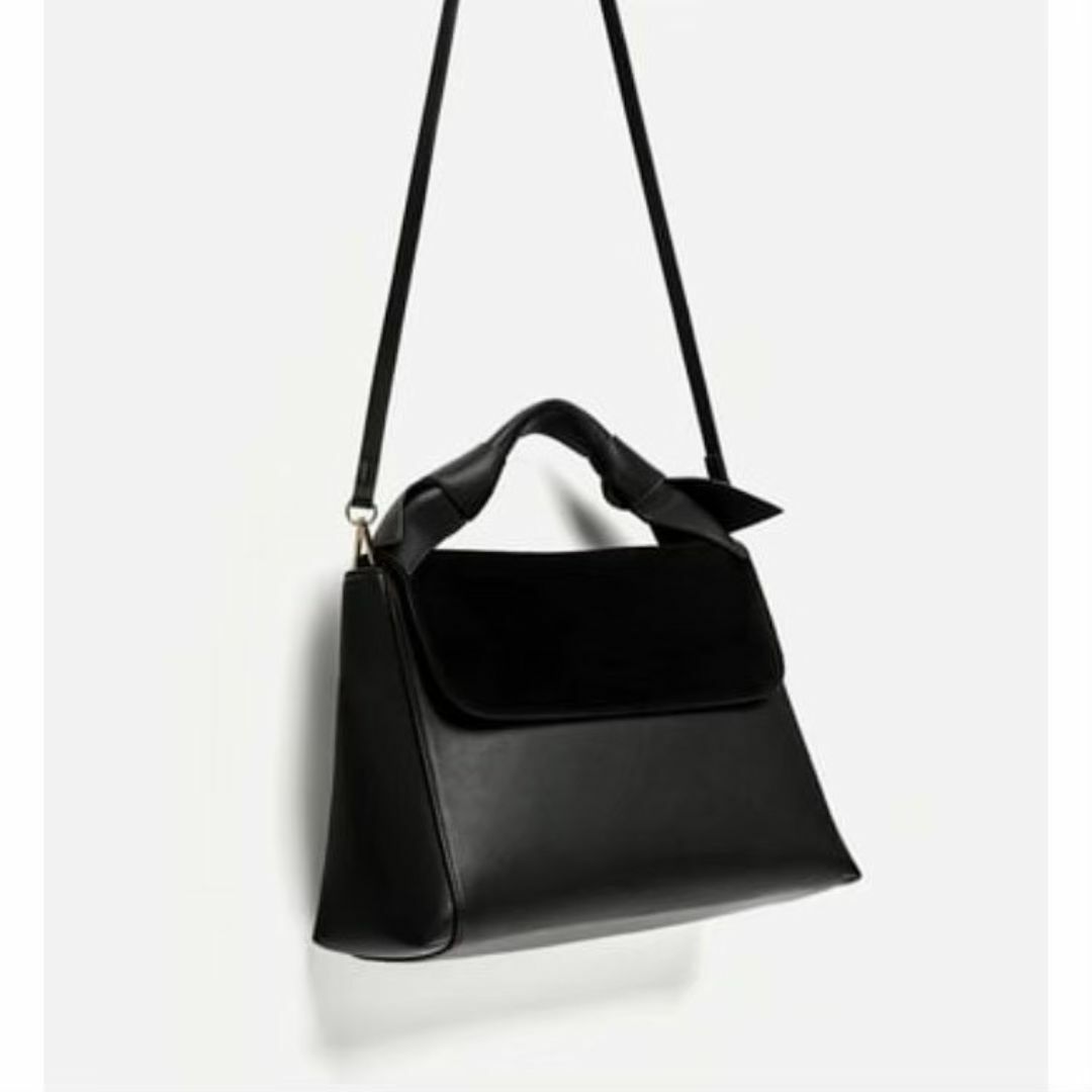 ZARA(ザラ)のZARA♡2WAYリボンバッグ♡ブラック♡通勤シンプルコーデ♡１回使用のみ♡ザラ レディースのバッグ(トートバッグ)の商品写真