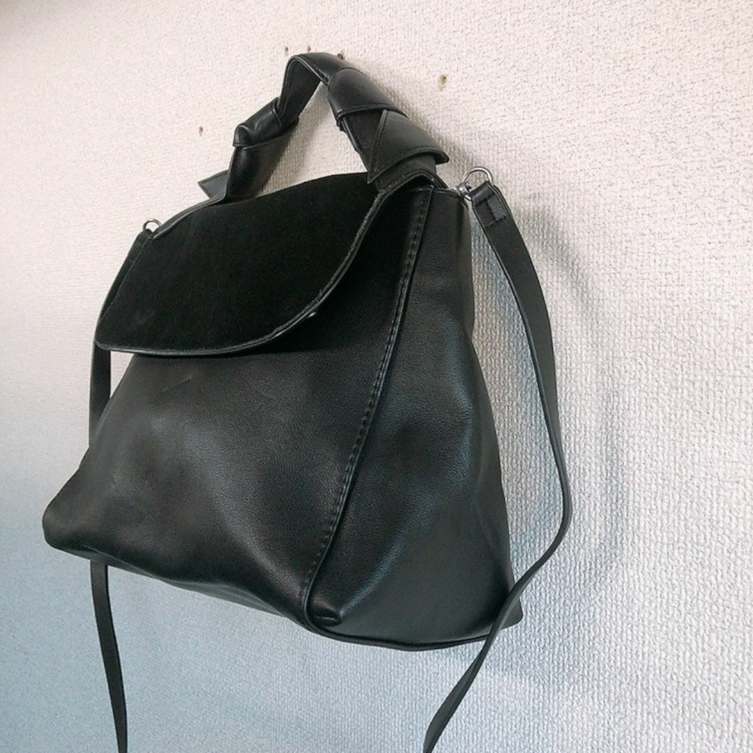 ZARA(ザラ)のZARA♡2WAYリボンバッグ♡ブラック♡通勤シンプルコーデ♡１回使用のみ♡ザラ レディースのバッグ(トートバッグ)の商品写真