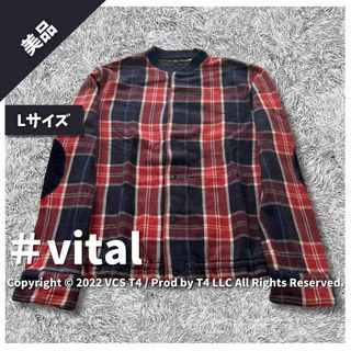 ヌル(NULL)の【美品】 vital L  赤  ネイビー ビンテージ チェック コットン(パーカー)