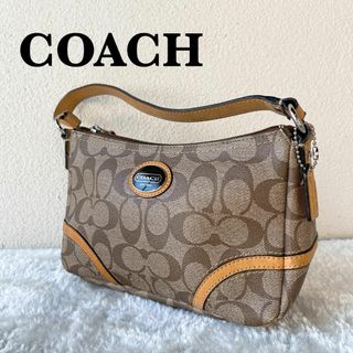 コーチ(COACH)の美品✨COACHコーチセミショルダーバッグトートバッグブラウン茶シグネチャー総柄(ショルダーバッグ)