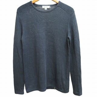 Calvin Klein - カルバンクライン リネンニット セーター リブニット切替 長袖 ブルー系 S