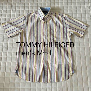 TOMMY HILFIGER - 【美品】トミーヒルフィガー 半袖 シャツ ストライプ ボタンダウン ワンポイント