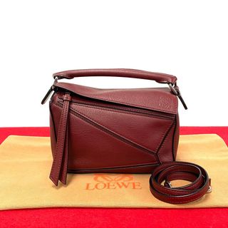 ロエベ(LOEWE)の未使用 保管品 極 美品 LOEWE ロエベ パズルバッグ スモール レザー 2way ハンドバッグ ショルダーバッグ レッド 87738(ショルダーバッグ)