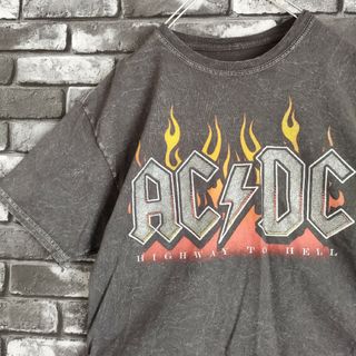 MUSIC TEE - ACDC鬼フェードロックバンドtシャツTシャツバンTバンtビッグロゴacdc半袖