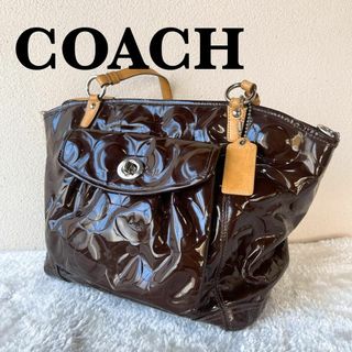 コーチ(COACH)のレア✨COACHコーチセミショルダーバッグトートバッグブラウン茶シグネチャー総柄(ショルダーバッグ)