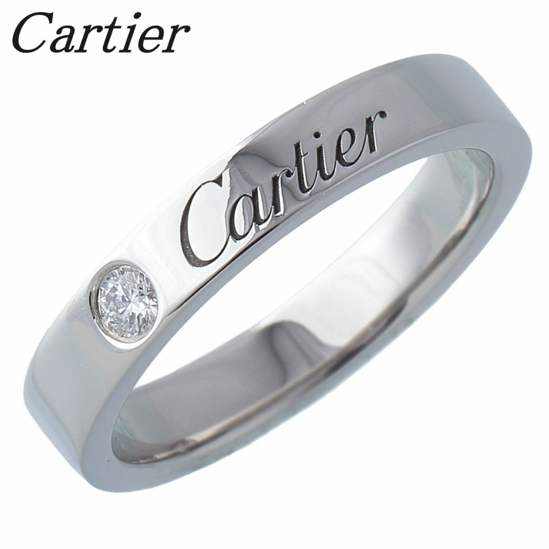 Cartier(カルティエ)のカルティエ ダイヤ リング エングレーブド Cドゥカルティエ 1PD #45 幅3.0mm Pt950 新品仕上げ済 Cartier【16983】 レディースのアクセサリー(リング(指輪))の商品写真