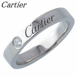 カルティエ(Cartier)のカルティエ ダイヤ リング エングレーブド Cドゥカルティエ 1PD #45 幅3.0mm Pt950 新品仕上げ済 Cartier【16983】(リング(指輪))