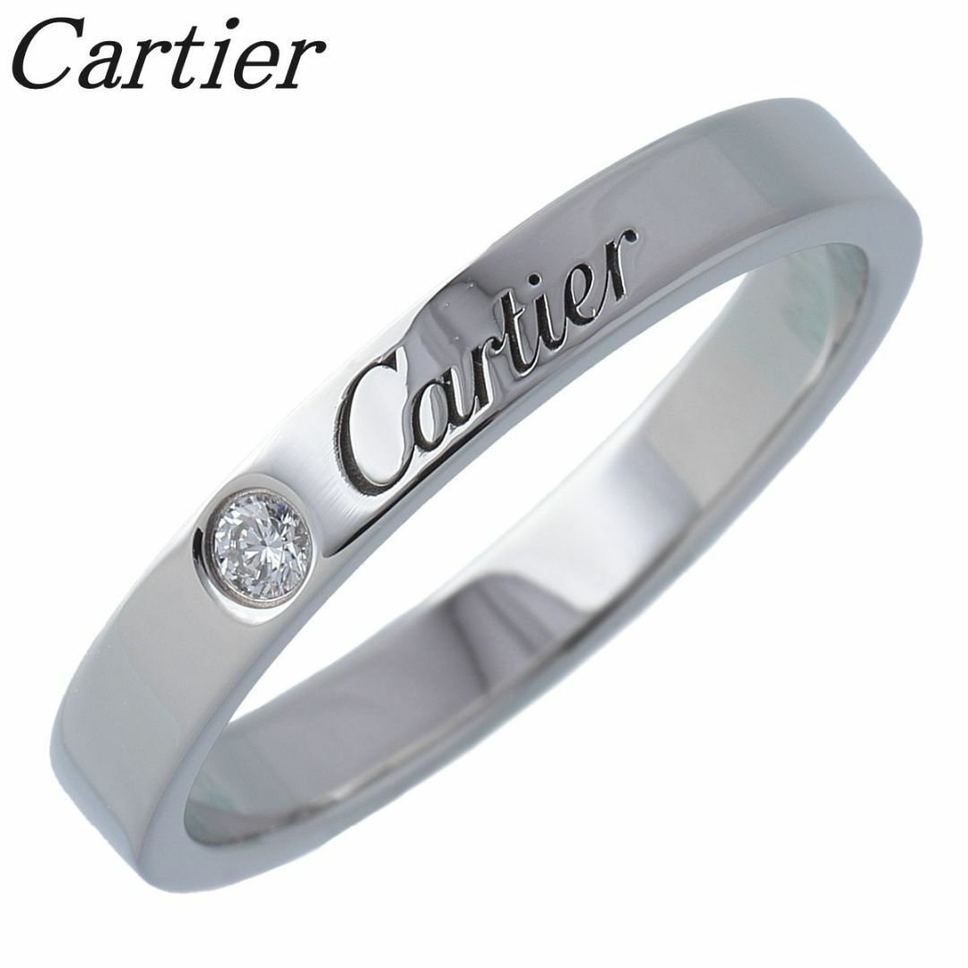 Cartier(カルティエ)のカルティエ ダイヤ リング エングレーブド Cドゥカルティエ 1PD #56 幅3.0mm Pt950 新品仕上げ済 Cartier【17115】 レディースのアクセサリー(リング(指輪))の商品写真