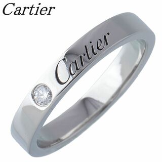 カルティエ(Cartier)のカルティエ ダイヤ リング エングレーブド Cドゥカルティエ 1PD #49 幅3.0mm Pt950 保証書(2009年) 新品仕上げ済 Cartier【17339】(リング(指輪))