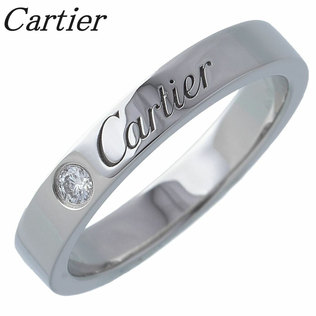 Cartier(カルティエ)のカルティエ ダイヤ リング エングレーブド Cドゥカルティエ 1PD #47 幅3.0mm Pt950 新品仕上げ済 Cartier【17350】 レディースのアクセサリー(リング(指輪))の商品写真