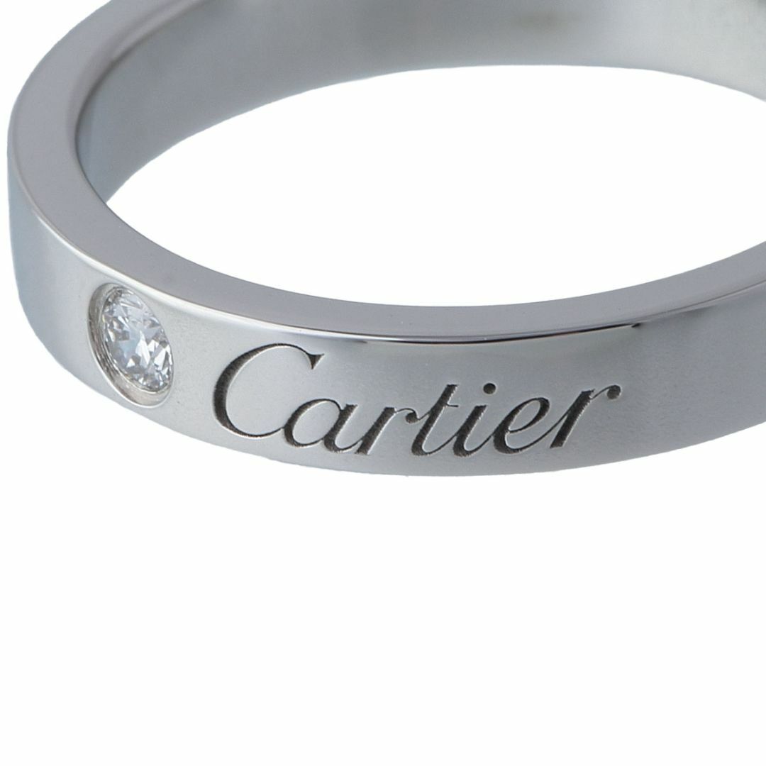 Cartier(カルティエ)のカルティエ ダイヤ リング エングレーブド Cドゥカルティエ 1PD #47 幅3.0mm Pt950 新品仕上げ済 Cartier【17350】 レディースのアクセサリー(リング(指輪))の商品写真