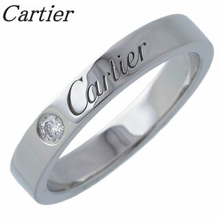 カルティエ(Cartier)のカルティエ ダイヤ リング エングレーブド Cドゥカルティエ 1PD #47 幅3.0mm Pt950 新品仕上げ済 Cartier【17350】(リング(指輪))