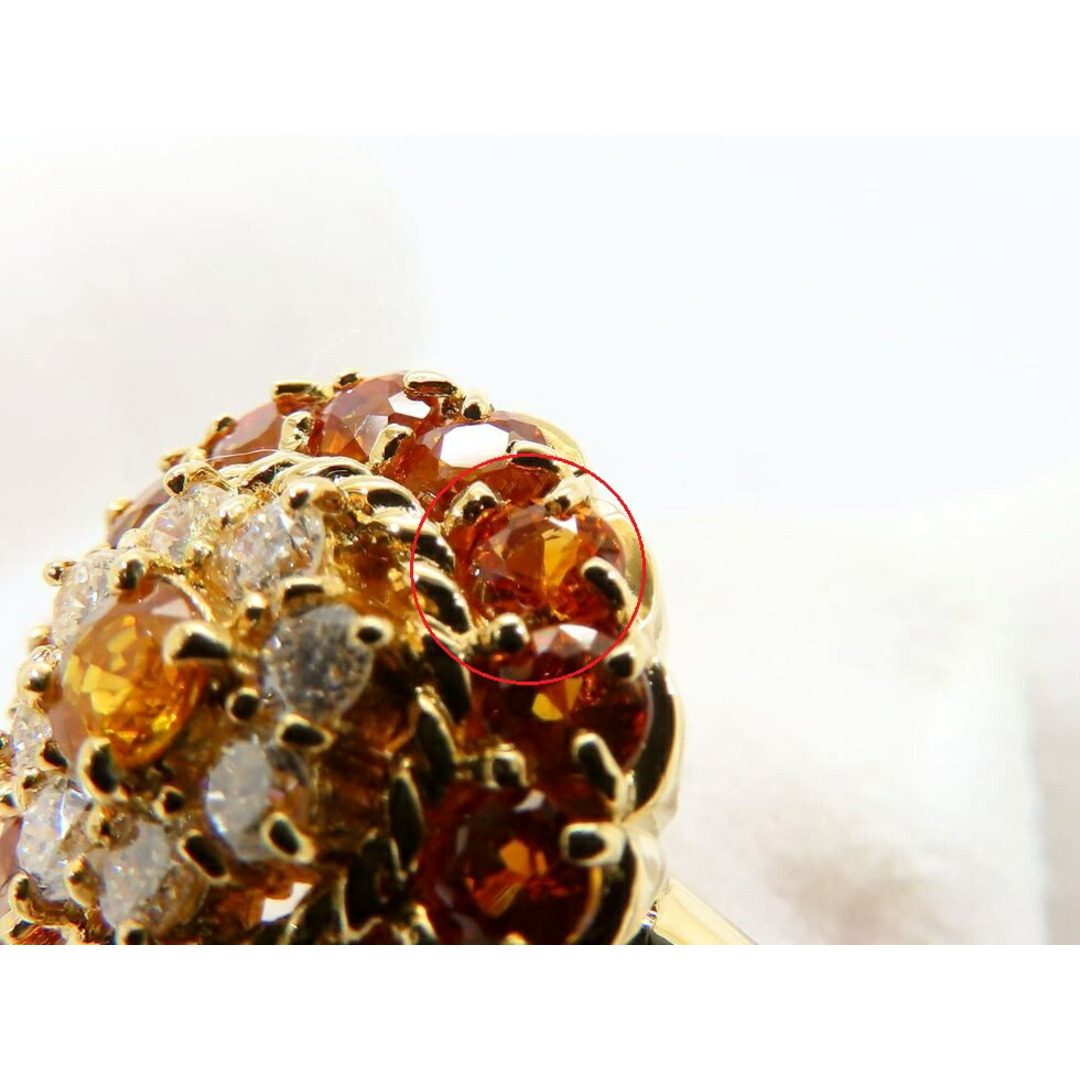 【新着】K18YG オレンジサファイア1.54ct ダイヤモンド0.24ct リング #19【池袋店】【中古】 レディースのアクセサリー(リング(指輪))の商品写真