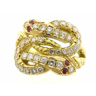 【新着】K18YG ダイヤモンド0.38ct ルビー リング＃13【池袋店】【中古】(リング(指輪))