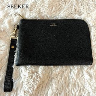 シーカー(SEEKER)の美品 SEEKER CREATIVE PRODUCT レザー クラッチバッグ 黒(セカンドバッグ/クラッチバッグ)