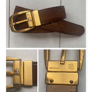 VINTAGE - イタリア製 MARK CROSS レザー 革 GOLD leather belt