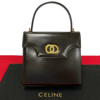 セリーヌ(celine)の極 美品 袋付き CELINE セリーヌ サークル ロゴ スター 金具 カーフ レザー 本革 ハンドバッグ ミニ トートバッグ ブラウン 33566(トートバッグ)