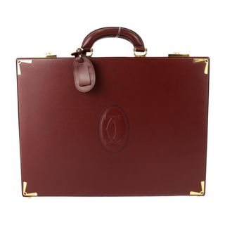 CARTIER カルティエ マストライン アタッシュケース ビジネスバッグ  レザー   ボルドー ゴールド金具  書類鞄 ブリーフケース 【本物保証】