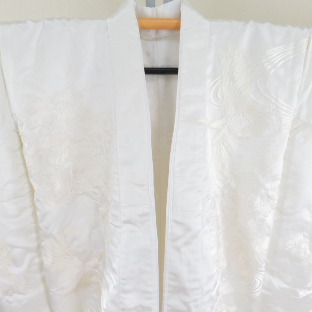 白無垢 花車に鶴 正絹 刺繍 婚礼衣装 花嫁衣裳 ブライダル ウエディング 身丈180cm レディースの水着/浴衣(着物)の商品写真