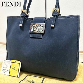 FENDI - 美品　FENDI マンマバケット　トートバッグ　ネイビー　キャンバス　マーブル