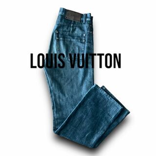 LOUIS VUITTON - D13 美品 38『ルイヴィトン』LVレザーパッチ LVスタッズ デニムパンツ