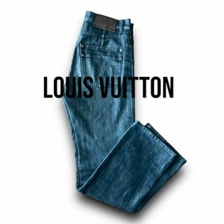 ルイヴィトン(LOUIS VUITTON)のD13 美品 38『ルイヴィトン』LVレザーパッチ LVスタッズ デニムパンツ(デニム/ジーンズ)