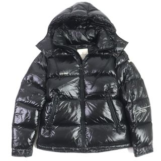 極美品▼MONCLER GENIUS 7 モンクレール ジーニアス 7 2022年製 RICKEY FRAGMENT フード・ロゴワッペン付き ロゴ刺繍入り ダウンジャケット ブラック 1 正規品 メンズ 定価282,700円(ダウンジャケット)