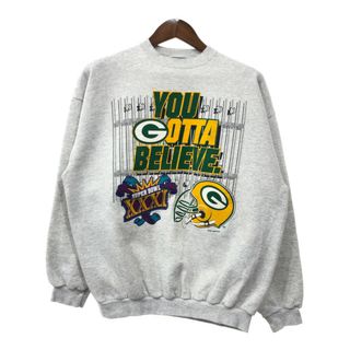 90年代 NFL グリーンベイ・パッカーズ スーパーボウル スウェット プロチーム ライトグレー (メンズ X-LARGE) 中古 古着 Q7276(スウェット)