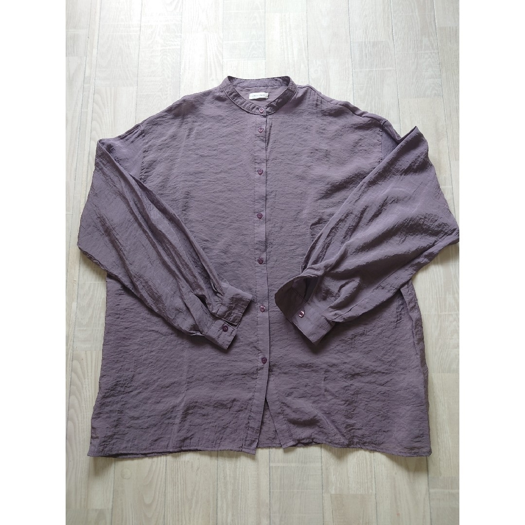 apres jour mignon シアーバンドカラーシャツ LLサイズ レディースのトップス(シャツ/ブラウス(長袖/七分))の商品写真