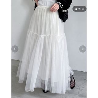 Re:EDIT - 25日迄の出品⭐️リエディ　フリルギャザーチュールスカート 白　Ｍサイズ
